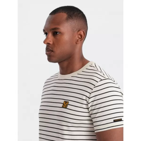  Pánské triko OMBRE OM-TSCT-0183 CREAM AND BLACK 