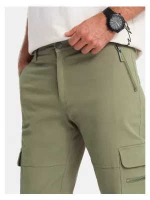 Pánské kalhoty OMBRE OM-PACG-0204 OLIVE