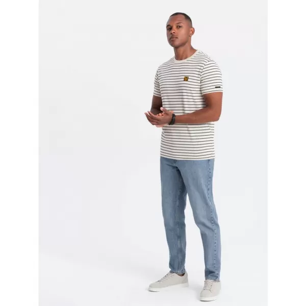  Pánské triko OMBRE OM-TSCT-0183 CREAM AND BLACK 
