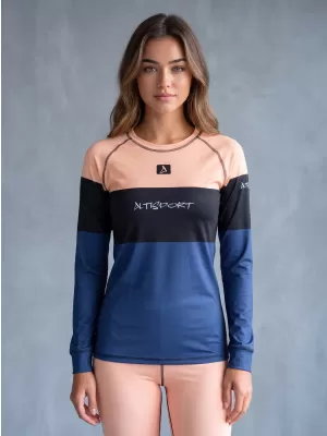 Dámské funkční termo triko s dlouhým rukávem premium ALTISPORT VOJ/ALW051TER01 ORANŽOVÁ/MODRÁ
