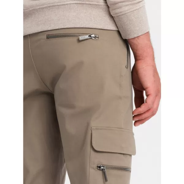  Pánské kalhoty OMBRE OM-PACG-0204 KHAKI 