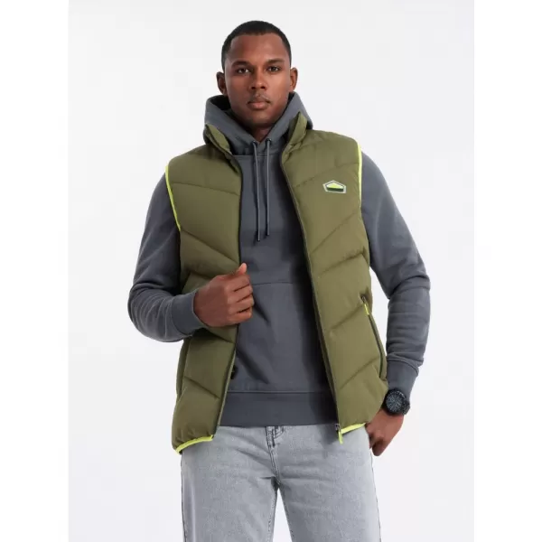  Pánská vesta OMBRE OM-JAVJ-0210 OLIVE 
