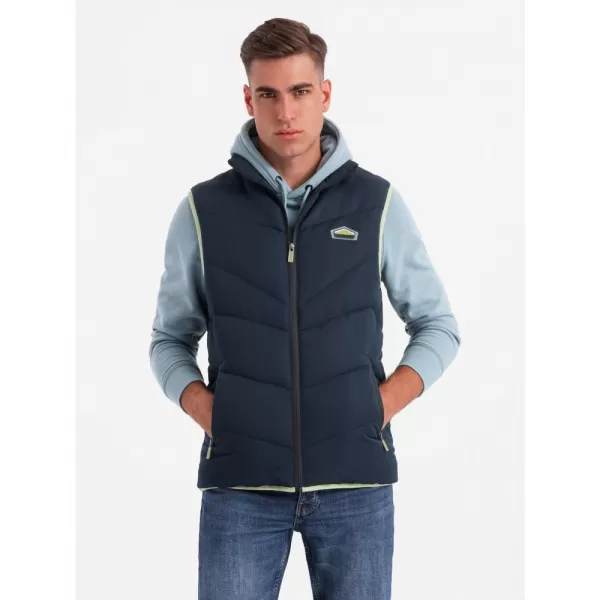  Pánská vesta OMBRE OM-JAVJ-0210 NAVY BLUE 