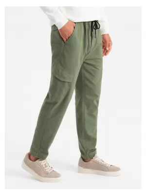 Pánské kalhoty OMBRE OM-PAJO-0199 OLIVE