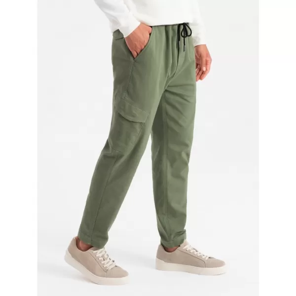  Pánské kalhoty OMBRE OM-PAJO-0199 OLIVE 