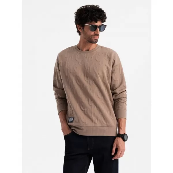  Pánská mikina OMBRE OM-SSNZ-0164 BROWN 