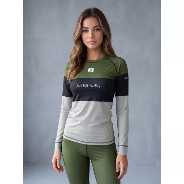  Dámské funkční termo triko s dlouhým rukávem premium ALTISPORT VOJ/ALW051TER01 KHAKI 