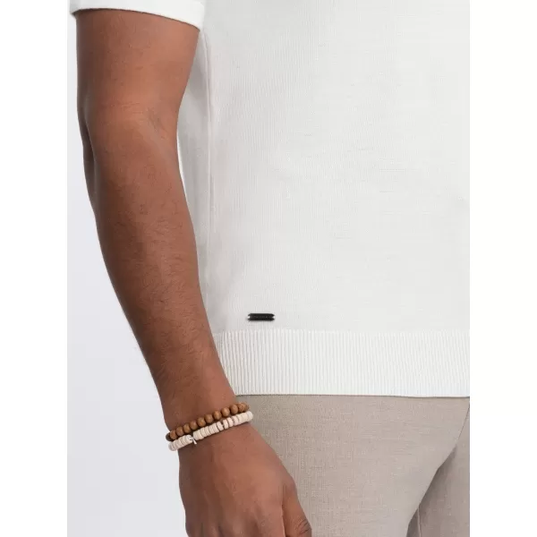 Pánské triko s límečkem OMBRE OM-POSS-0118 CREAM 