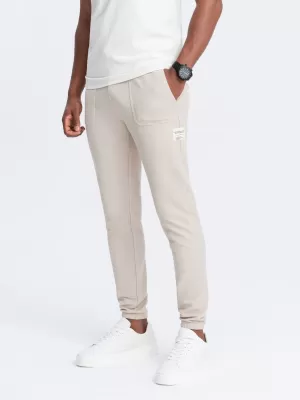Pánské tepláky OMBRE OM-PASK-0211 LIGHT BEIGE
