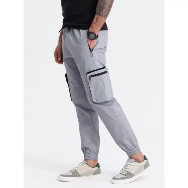  Pánské kalhoty OMBRE OM-PAJO-0135 LIGHT GREY 