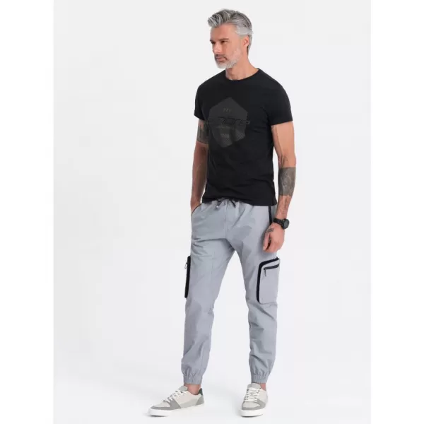  Pánské kalhoty OMBRE OM-PAJO-0135 LIGHT GREY 