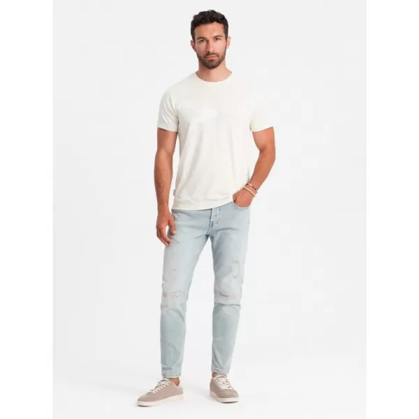  Pánské triko OMBRE OM-TSFP-0184 CREAM 