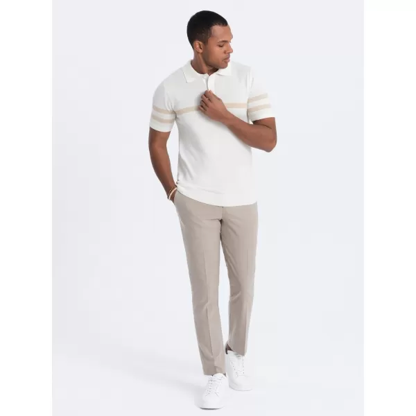  Pánské triko s límečkem OMBRE OM-POSS-0118 CREAM 