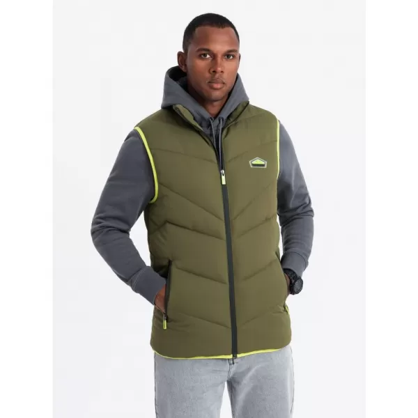  Pánská vesta OMBRE OM-JAVJ-0210 OLIVE 