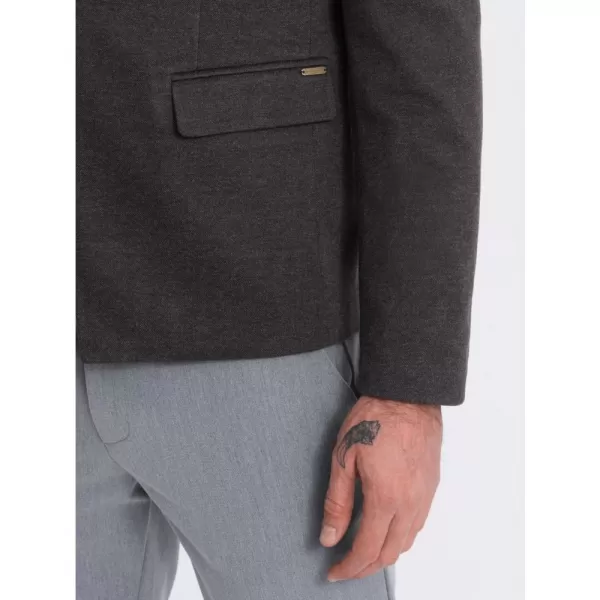  Pánské sako OMBRE OM-BLZB-0131 BLACK MELANGE 