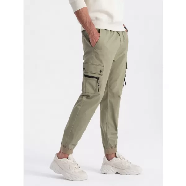  Pánské kalhoty OMBRE OM-PAJO-0125 KHAKI 