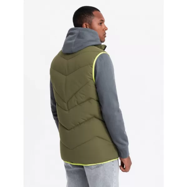  Pánská vesta OMBRE OM-JAVJ-0210 OLIVE 
