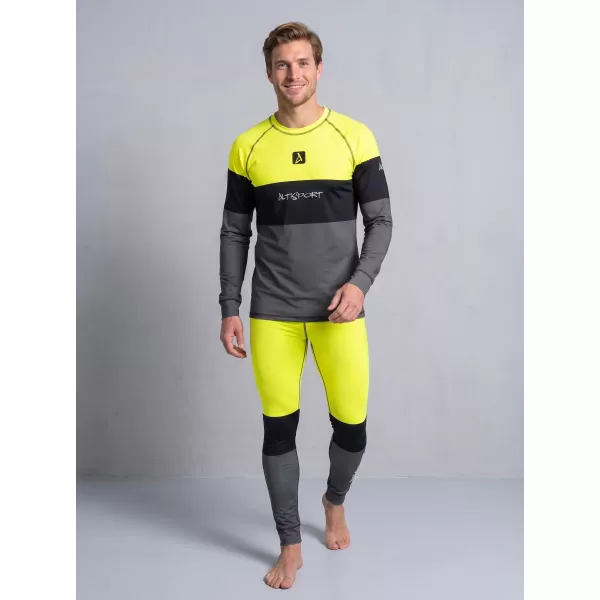  Pánské funkční termo kalhoty premium ALTISPORT VOJ/ALM051TER02 NEON YELLOW/ŠEDÁ 