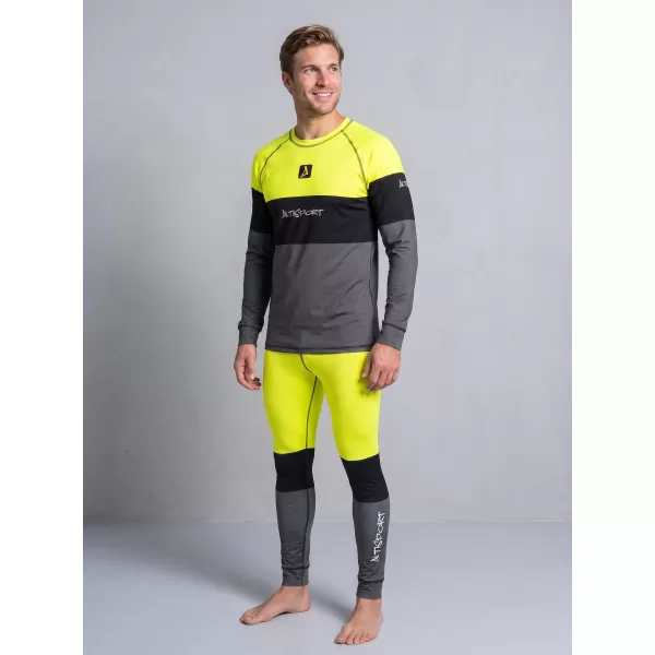  Pánské funkční termo kalhoty premium ALTISPORT VOJ/ALM051TER02 NEON YELLOW/ŠEDÁ 