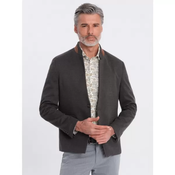  Pánské sako OMBRE OM-BLZB-0131 BLACK MELANGE 