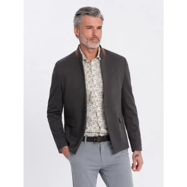  Pánské sako OMBRE OM-BLZB-0131 BLACK MELANGE 