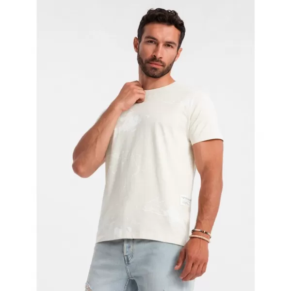  Pánské triko OMBRE OM-TSFP-0184 CREAM 