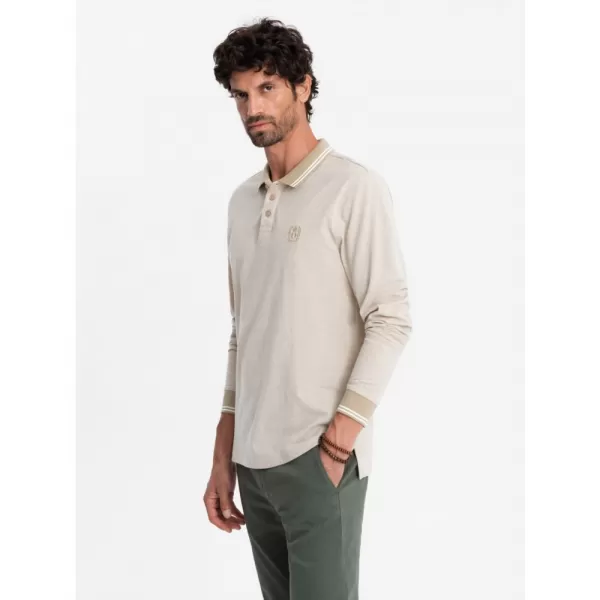  Pánské triko OMBRE OM-POLS-0129 SAND 
