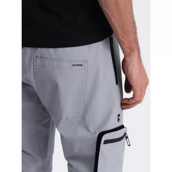  Pánské kalhoty OMBRE OM-PAJO-0135 LIGHT GREY 