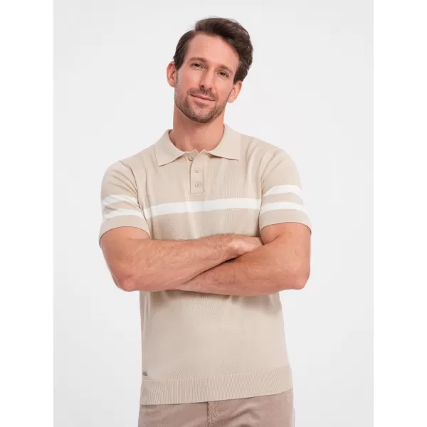  Pánské triko s límečkem OMBRE OM-POSS-0118 BEIGE 