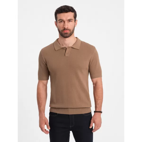  Pánské triko s límečkem OMBRE OM-POSS-0117 LIGHT BROWN 