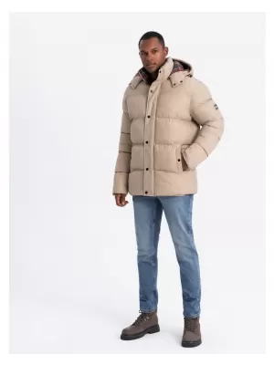Pánská zimní bunda OMBRE OM-JAHP-0205 BEIGE