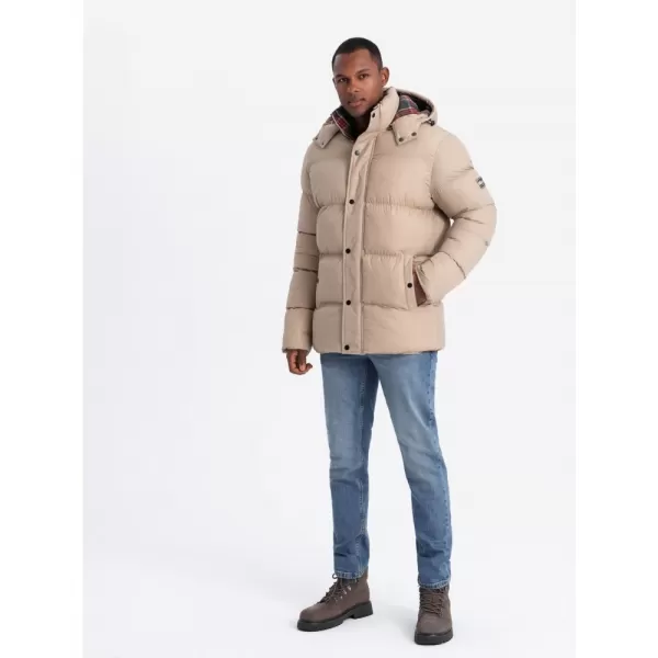  Pánská zimní bunda OMBRE OM-JAHP-0205 BEIGE 