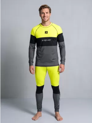 Pánské funkční termo kalhoty premium ALTISPORT VOJ/ALM051TER02 NEON YELLOW/ŠEDÁ