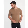 Pánské triko s límečkem OMBRE OM-POSS-0117 LIGHT BROWN
