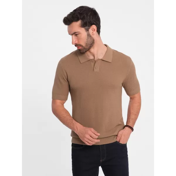  Pánské triko s límečkem OMBRE OM-POSS-0117 LIGHT BROWN 