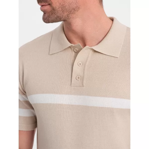  Pánské triko s límečkem OMBRE OM-POSS-0118 BEIGE 