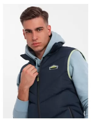 Pánská vesta OMBRE OM-JAVJ-0210 NAVY BLUE