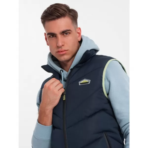  Pánská vesta OMBRE OM-JAVJ-0210 NAVY BLUE 