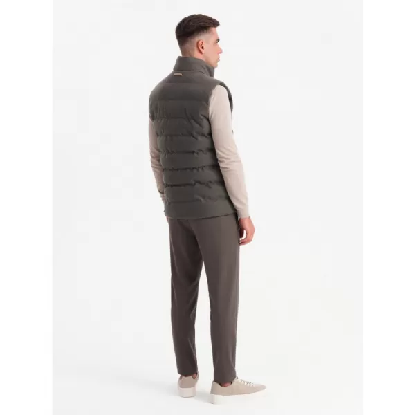  Pánská vesta OMBRE OM-JAVJ-0200 OLIVE MELANGE 