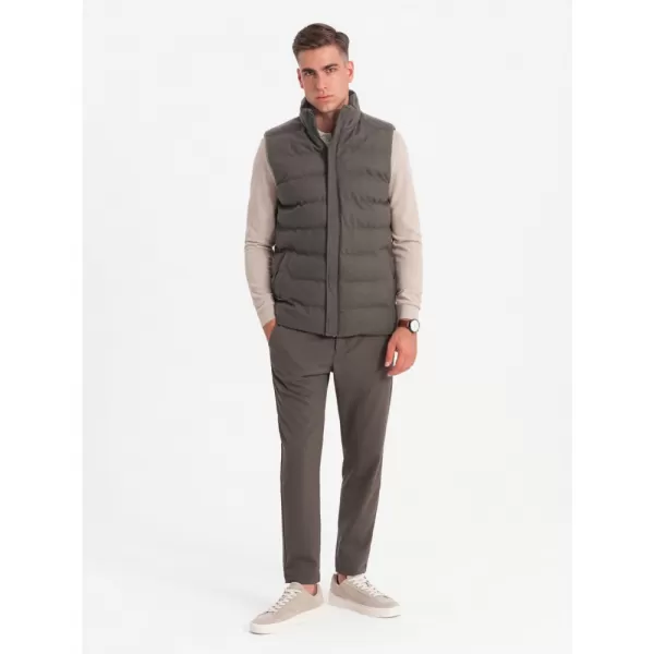  Pánská vesta OMBRE OM-JAVJ-0200 OLIVE MELANGE 