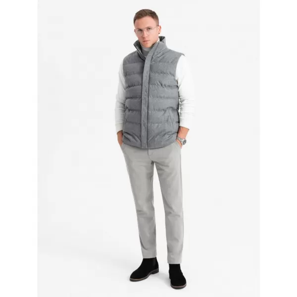  Pánská vesta OMBRE OM-JAVJ-0200 GREY MELANGE 