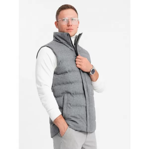  Pánská vesta OMBRE OM-JAVJ-0200 GREY MELANGE 