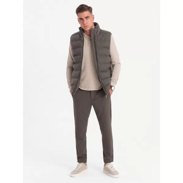  Pánská vesta OMBRE OM-JAVJ-0200 OLIVE MELANGE 