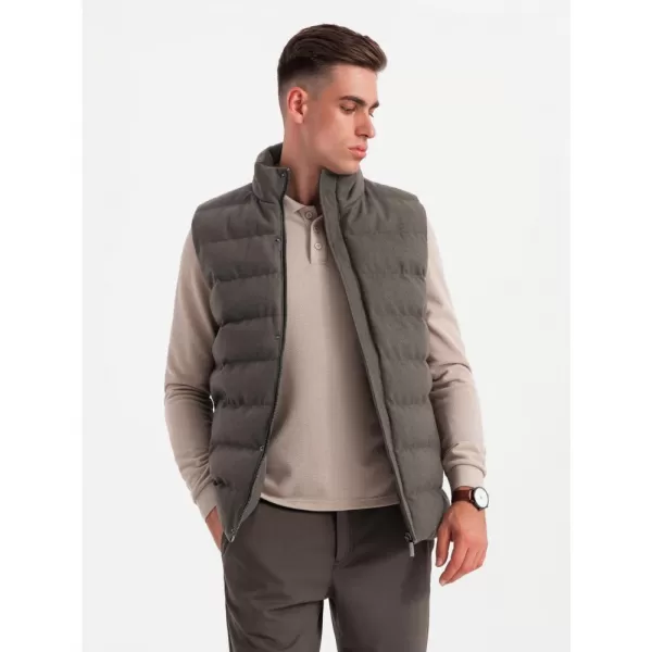  Pánská vesta OMBRE OM-JAVJ-0200 OLIVE MELANGE 
