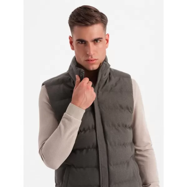  Pánská vesta OMBRE OM-JAVJ-0200 OLIVE MELANGE 