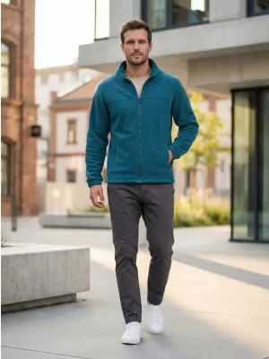 Pánská fleece mikina ALTISPORT NoPrint NP/ALM105 PETROLEJOVÁ