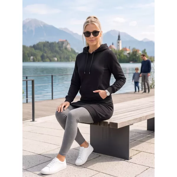  Dámská prodloužená mikina ALTISPORT NoPrint NP/ALW914 ČERNÁ 