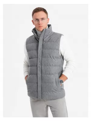 Pánská vesta OMBRE OM-JAVJ-0200 GREY MELANGE