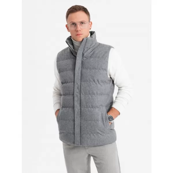  Pánská vesta OMBRE OM-JAVJ-0200 GREY MELANGE 