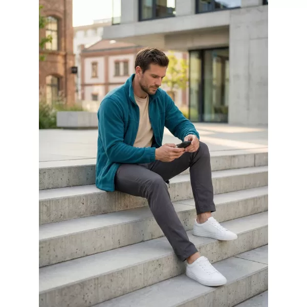  Pánská fleece mikina ALTISPORT NoPrint NP/ALM105 PETROLEJOVÁ 